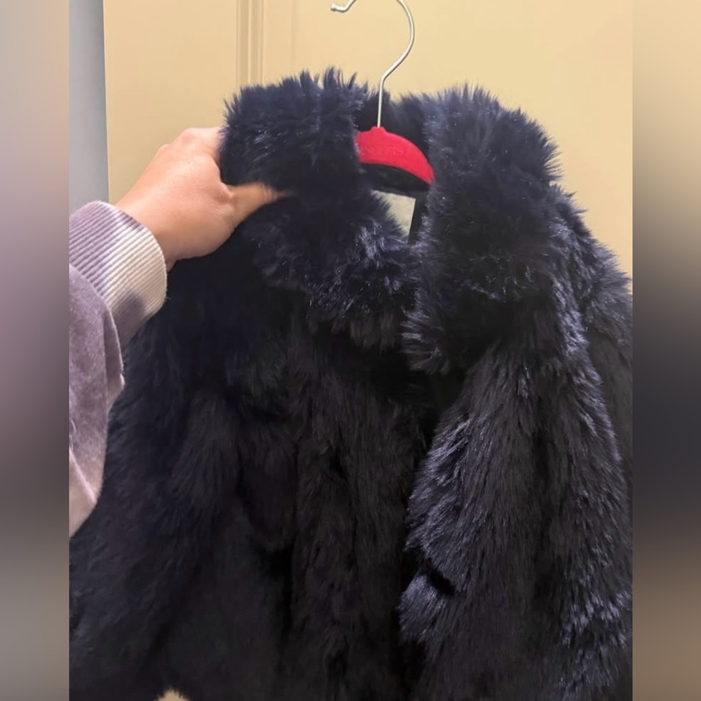 Janie and Jack navy fur coat